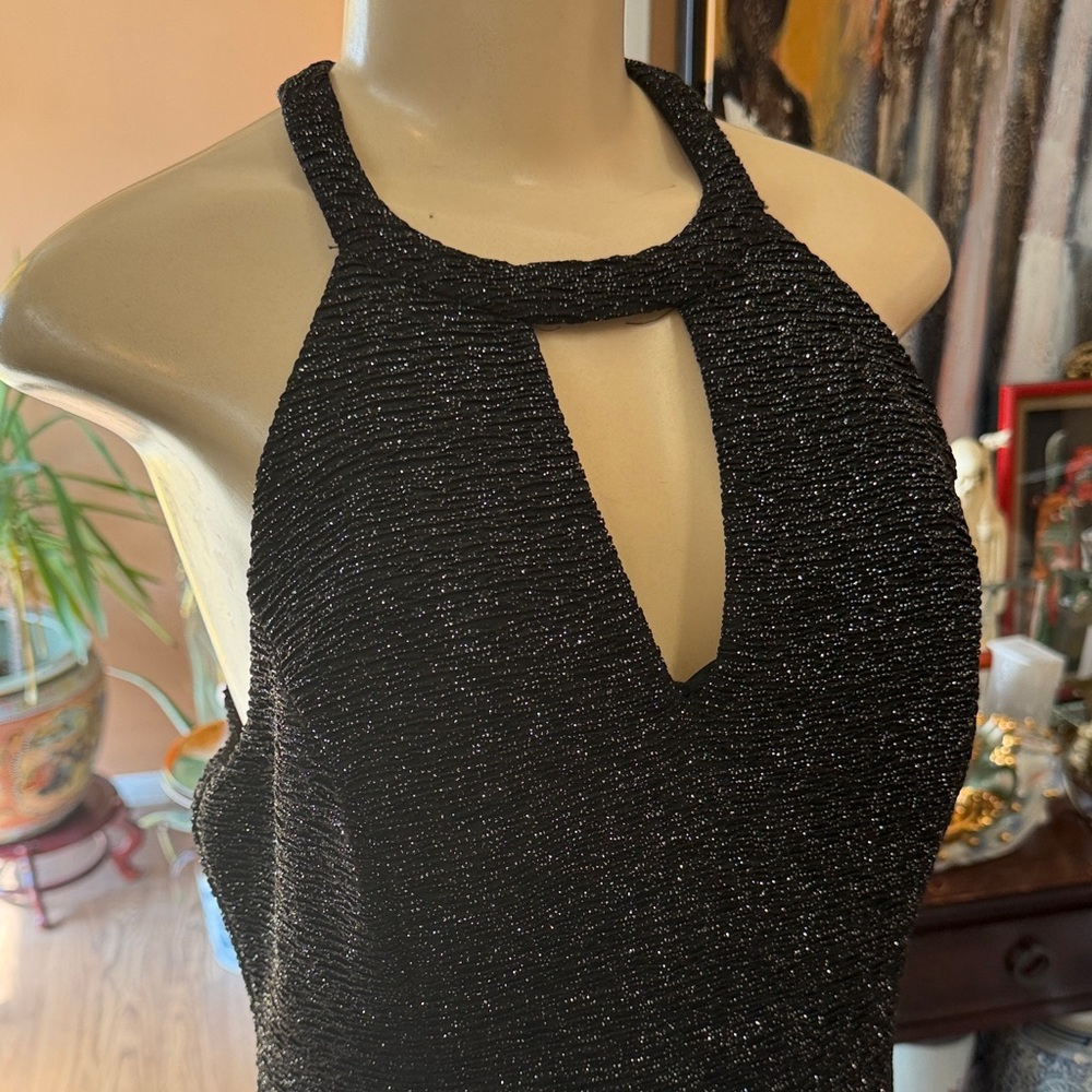 One-Shoulder Black Glitter Evening Dress with Keyhole item number‎ 49